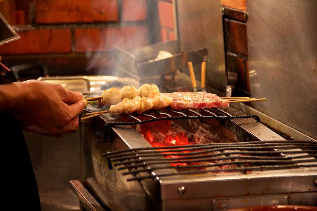 Yakitori over the grill