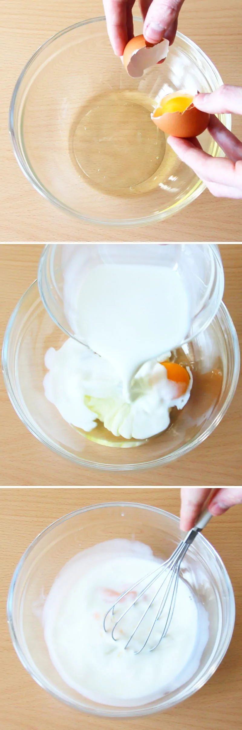 Dorayaki mit Anko Schritt 2 Ei-Milch-Mischung herstellen