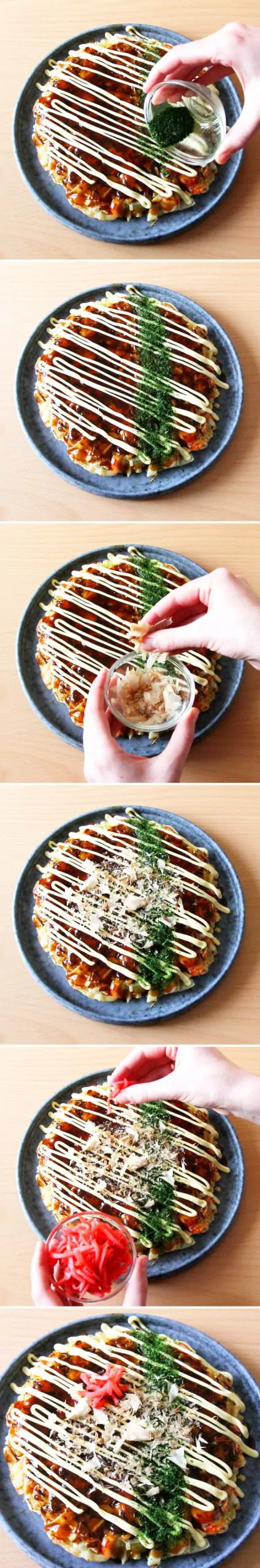 Grundrezept Okonomiyaki Schritt 10 garnieren