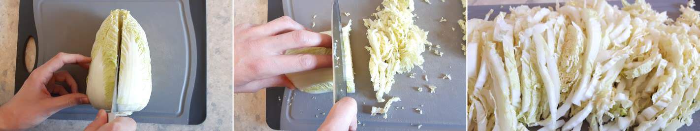 Japanischer Krautsalat Schritt 2 Kohl schneiden