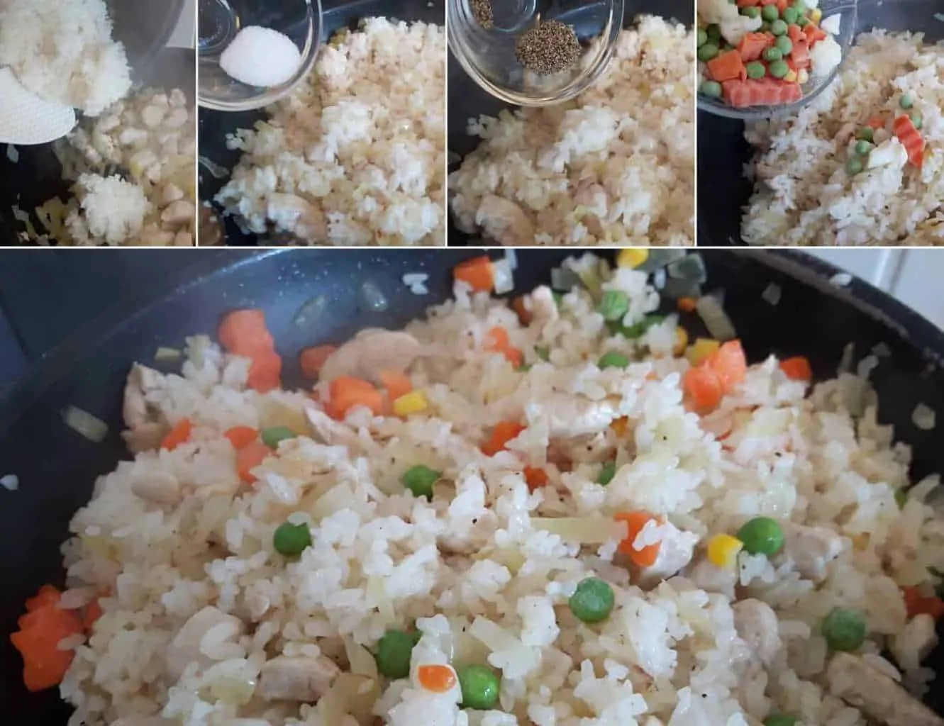 Schnelles Omuraisu Schritt 4 Reis und Gemüse braten