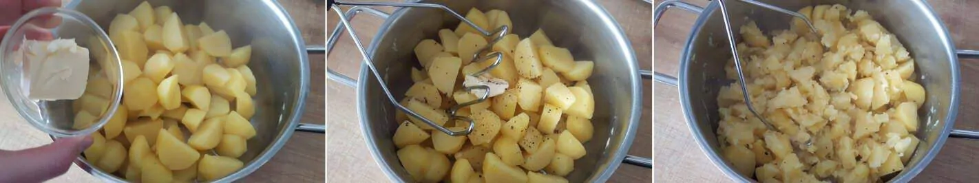 Korokke Schritt 5 Kartoffeln stampfen