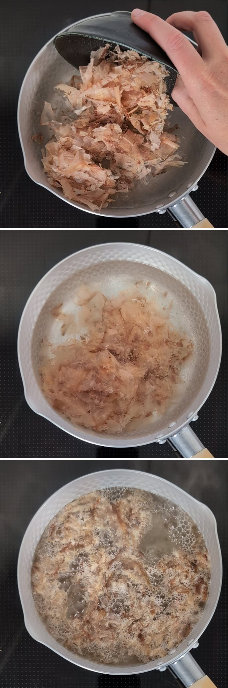 Dashi Broth Step 4: Bring the Katsuobushi to a boil