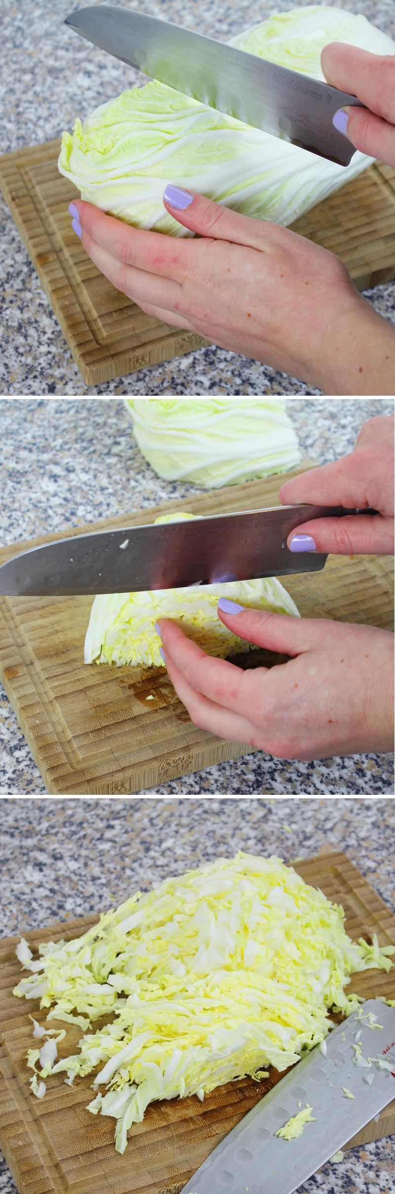 Insalata di cavolo alla giapponese - Passaggio 2: tagliare il cavolo