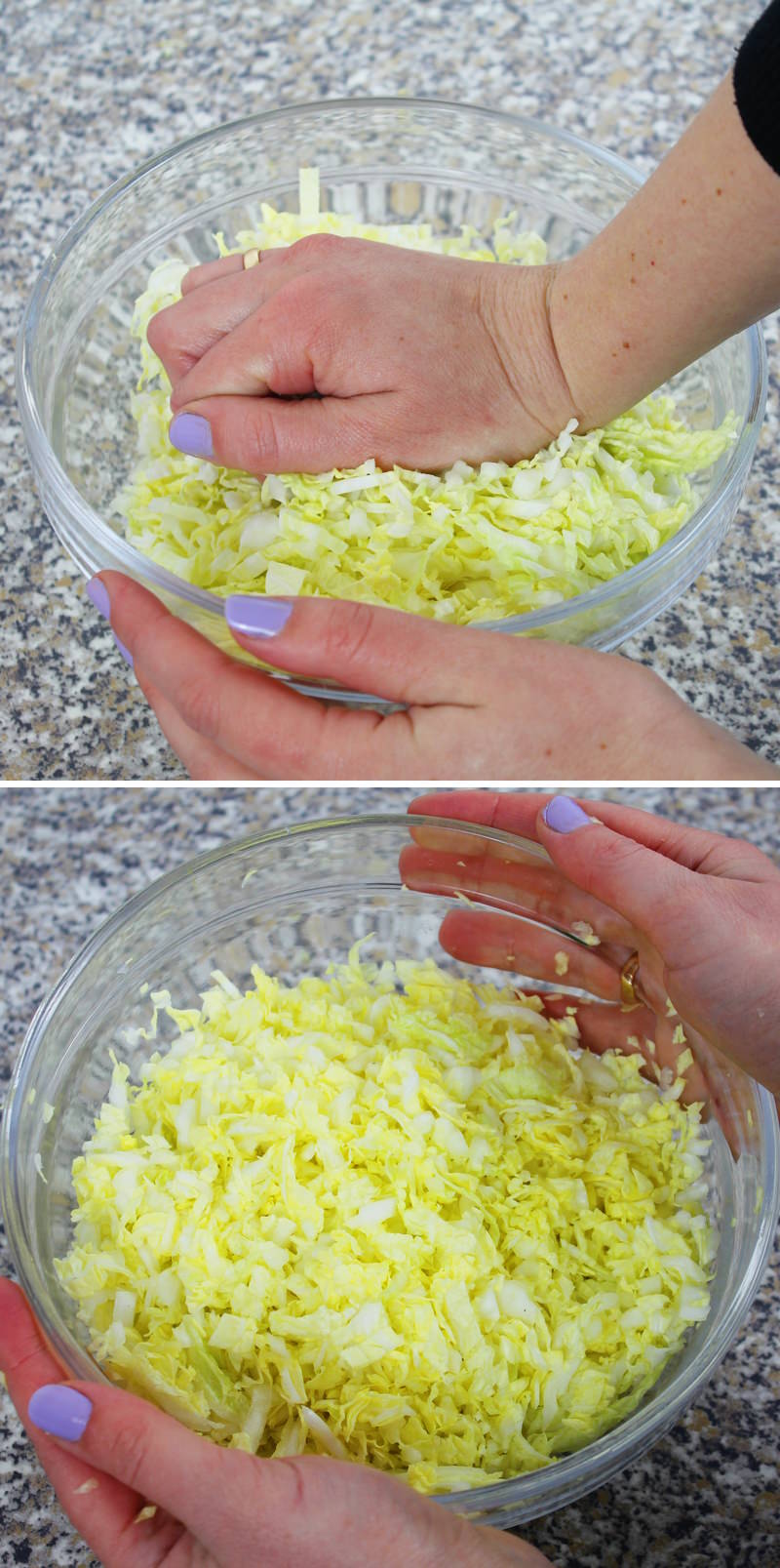 Insalata di cavolo alla giapponese - Passaggio 3: massaggiare il cavolo