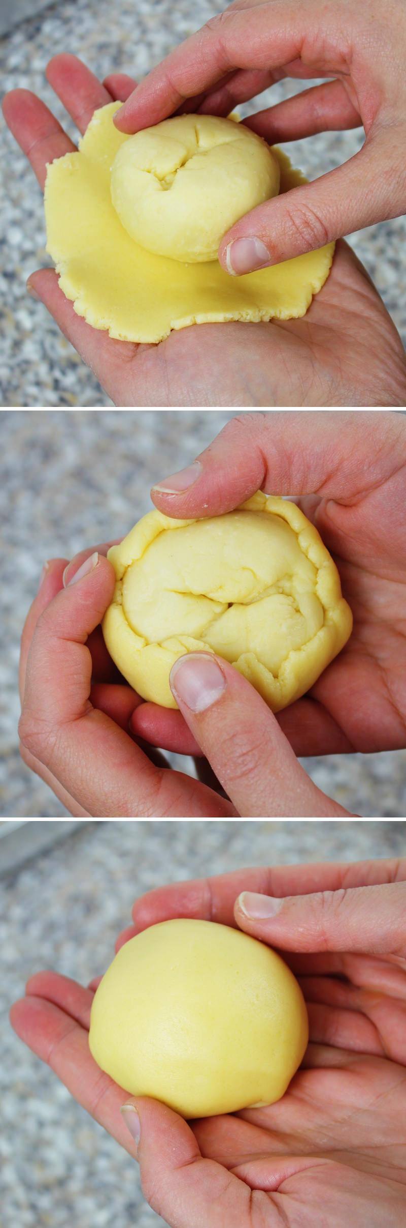 Melonpan - Passaggio 14: avvolgere l’impasto dei biscotti attorno all’impasto lievitato