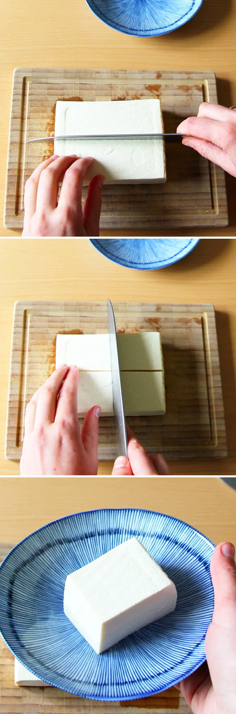 Hiyayakko Schritt 5 Tofu schneiden