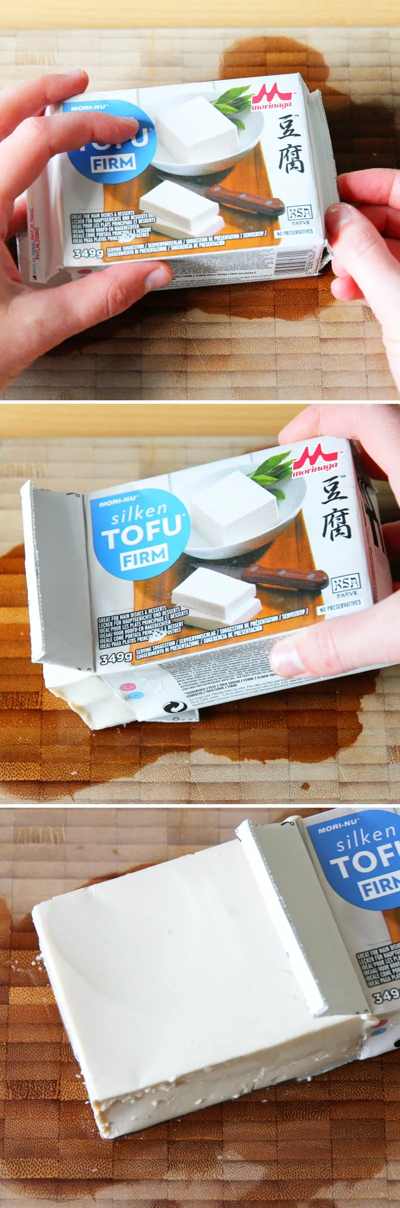 Tofu Verpackung öffnen Schritt 4