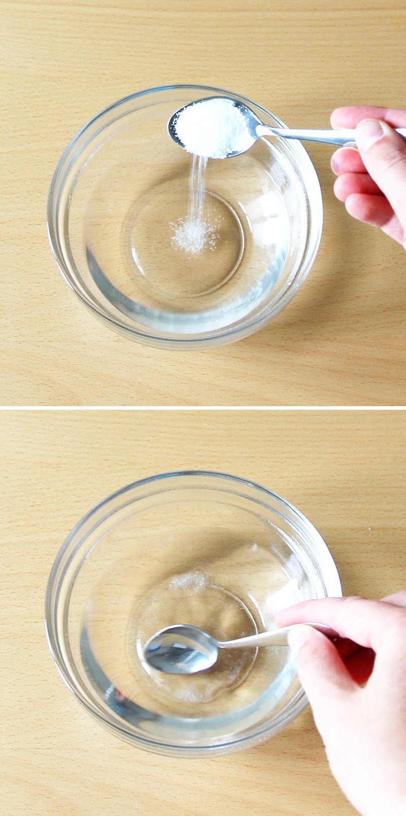 Gyoza wrappers Step 2 Mixing the salt and water