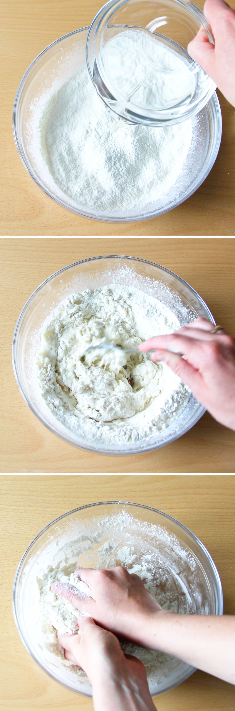 Gyoza wrappers passaggio 4 Mix the flour with water
