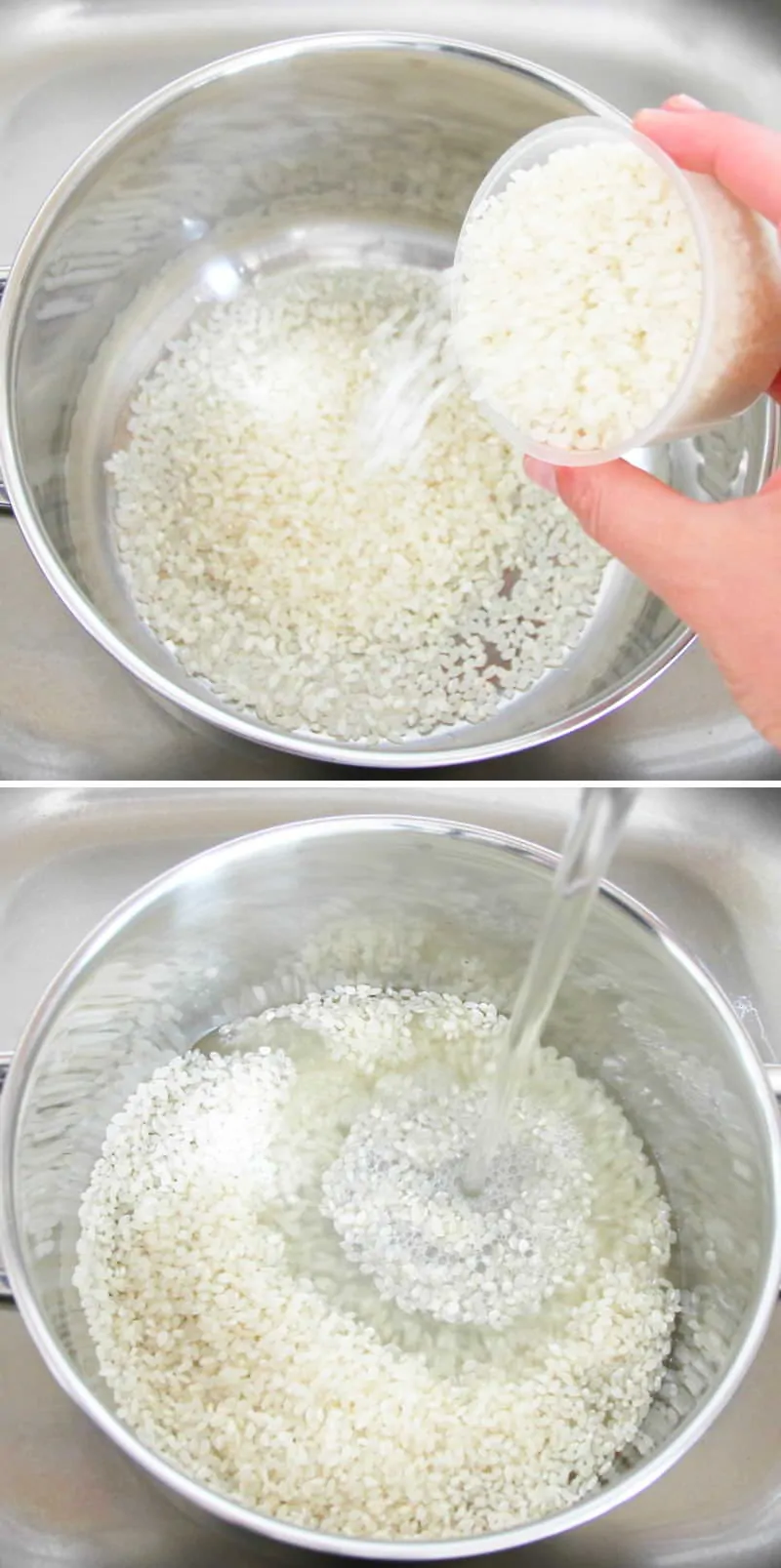 Reis kochen im Topf Schrit 2 Reis waschen