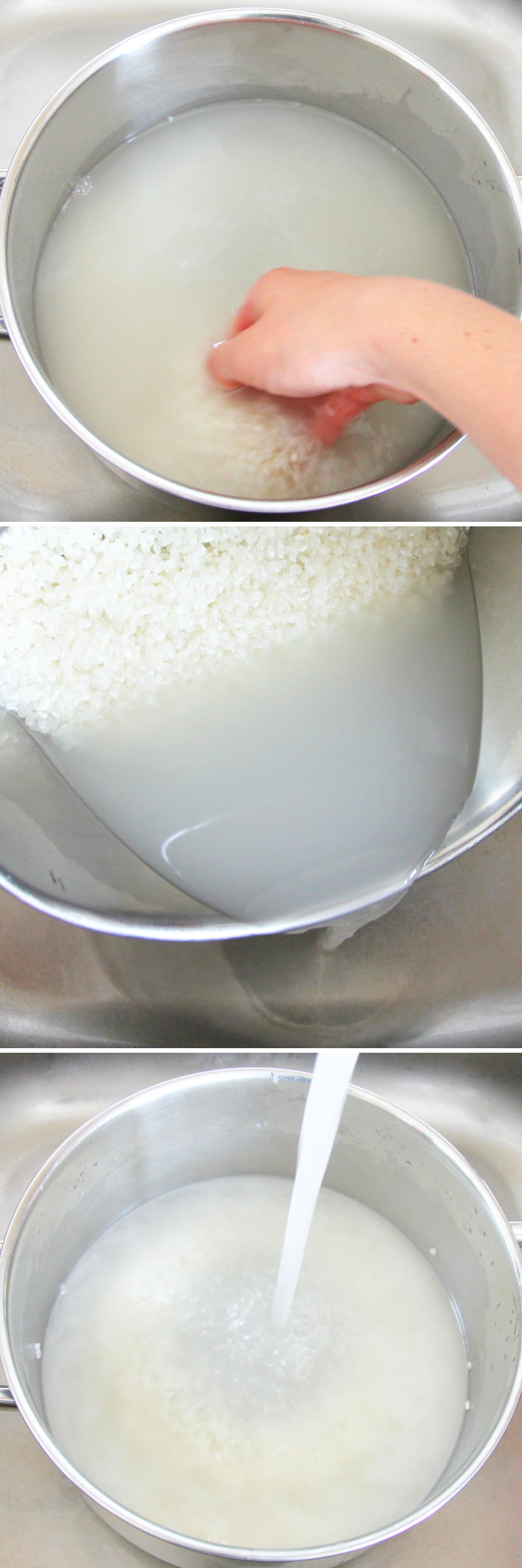 Reis kochen im Topf Schrit 3 Reis waschen