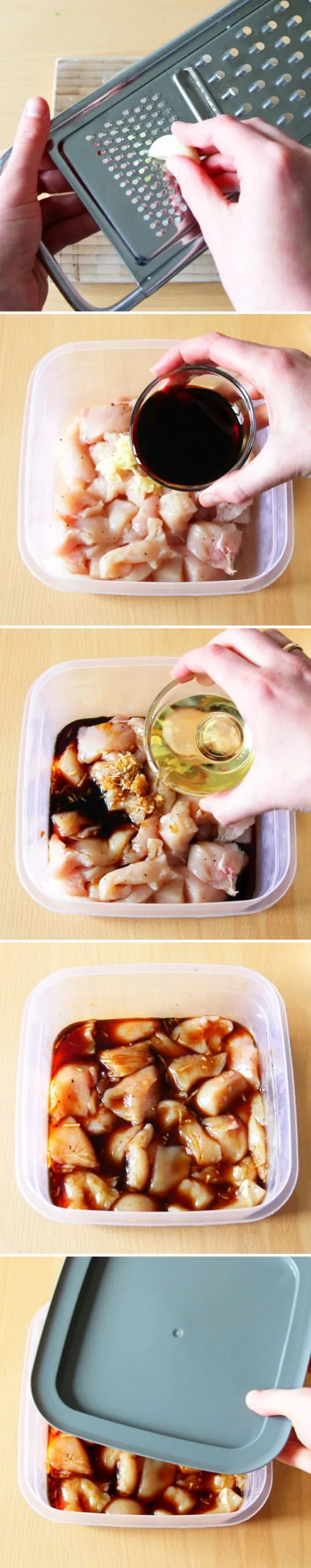Karaage Schritt 4 Hähnchen marinieren