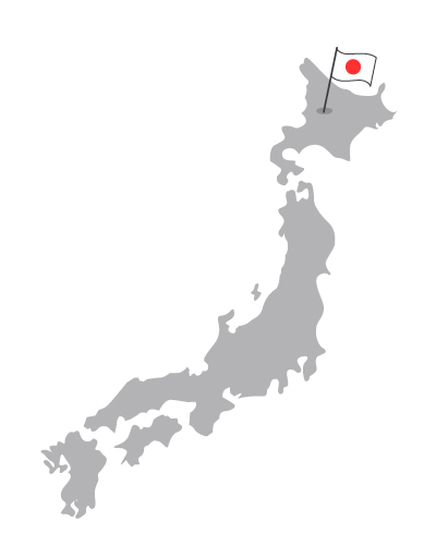 Japan Landkarte mit Flagge in Hokkaido Sapporo