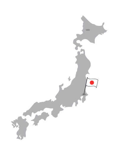 Japan Landkarte mit Flagge in Tokyo
