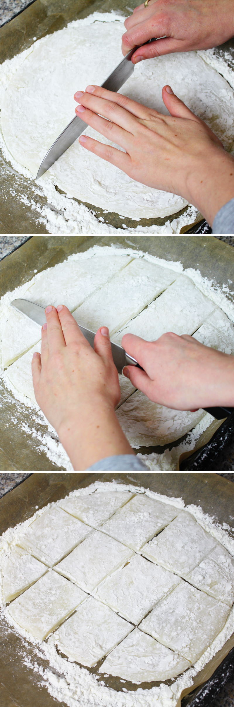 Mochi al sesamo - Passaggio 11: tagliare l’impasto