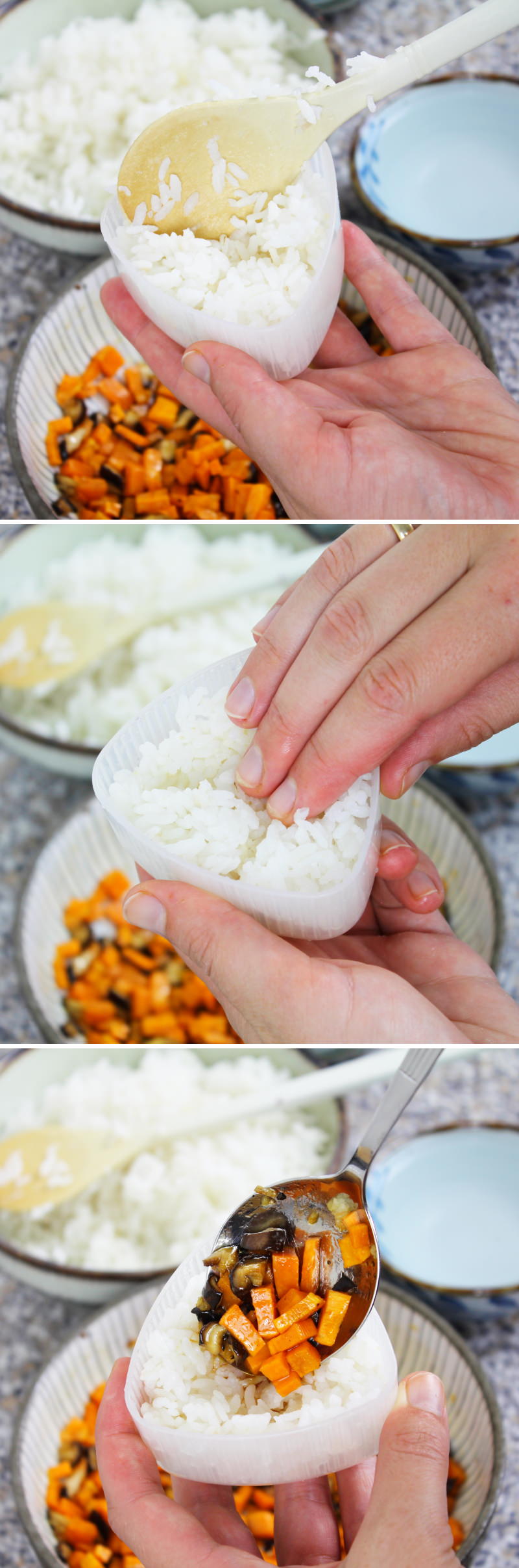 Onigiri mit Shiitake Schritt 7 Reisbällchen formen