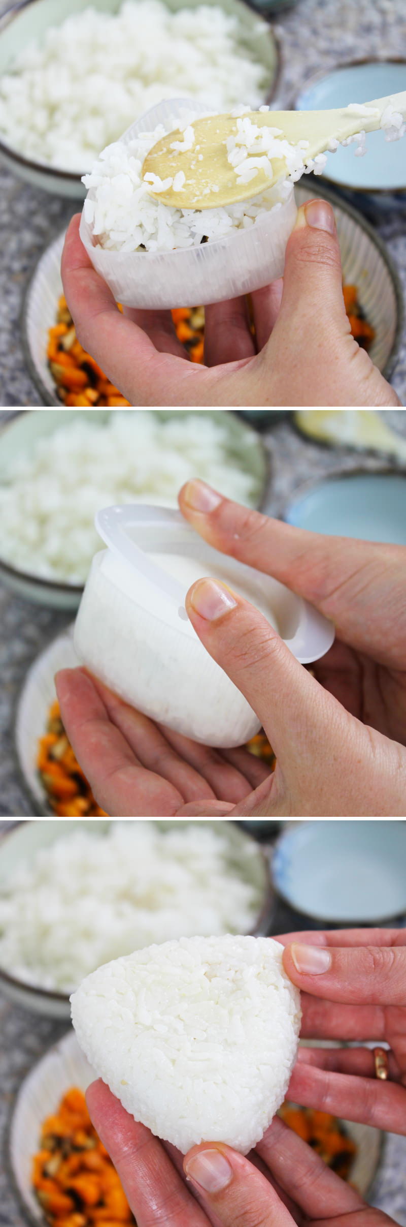 Onigiri mit Shiitake Schritt 8 Reisbällchen formen