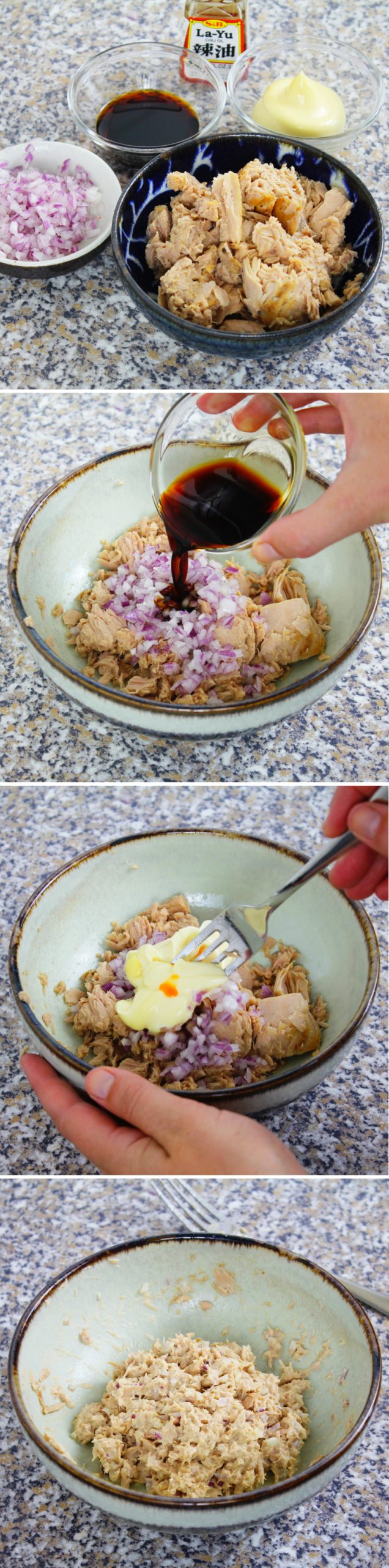 Onigiri con insalata di tonno e maionese - Fase 3: preparare il ripieno