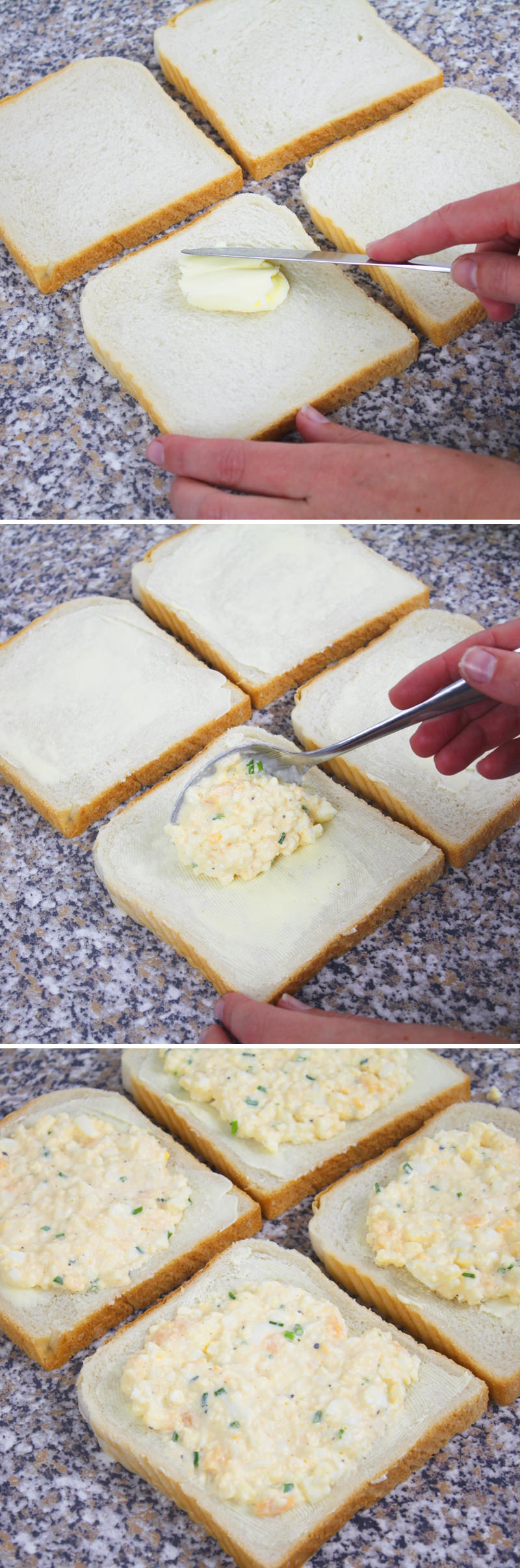 Tamago Sando Step 5 Waste the butter and egg in brine