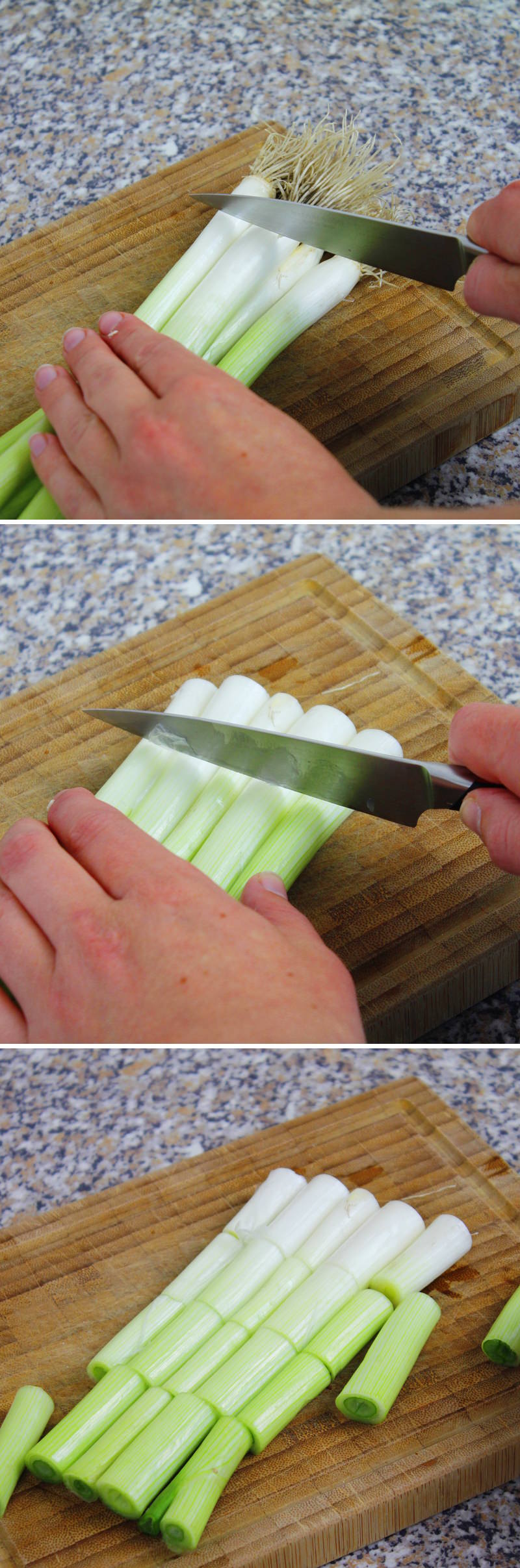 Yakitori passaggio 5: Preparare le cipolle di primavera