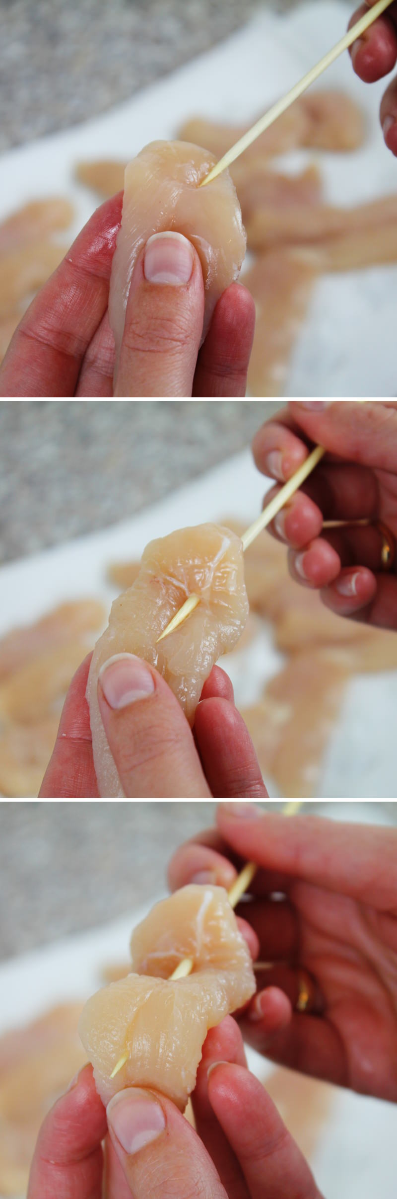 Yakitori Step 6: Preparing the Skewers
