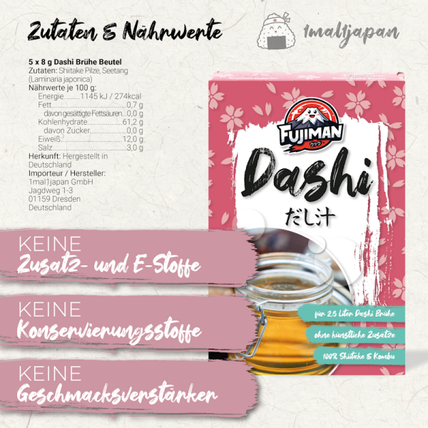 Dashi Brühe Beutel Highlights +Nährwerte