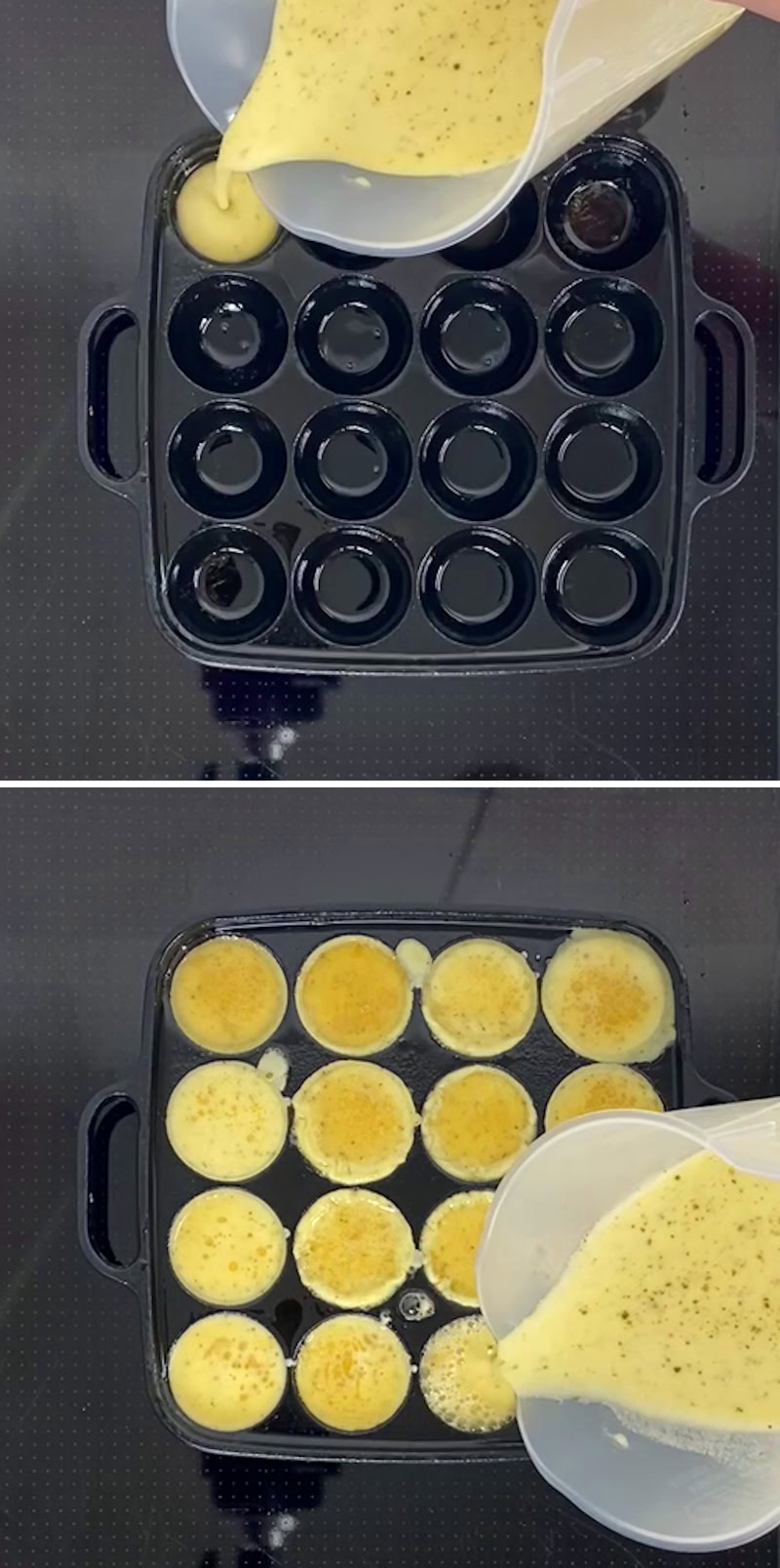 Takoyaki Step 7 - Pouring the Batter
