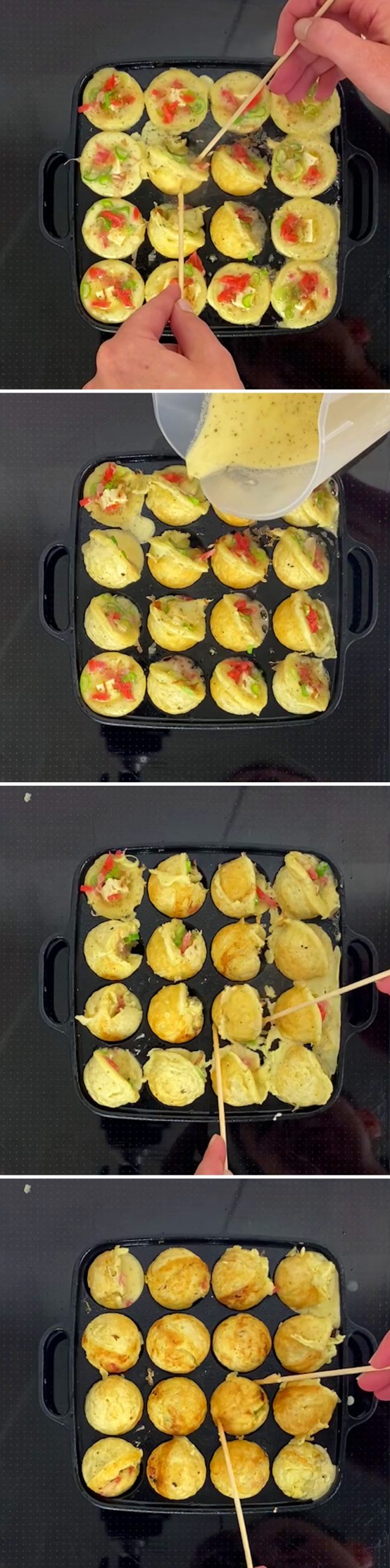 Takoyaki Step 9: Shape the balls and fry them