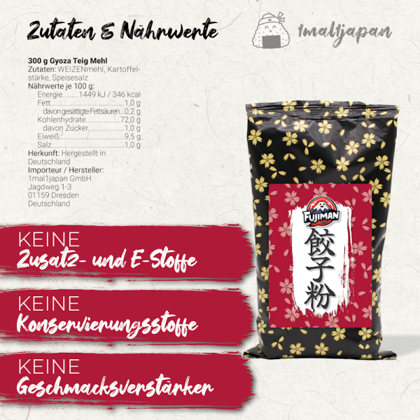 Farina per pasta di Gyoza 300 g (miscela di farina per sfoglie di pasta di Gyoza fai da te), Fujiman