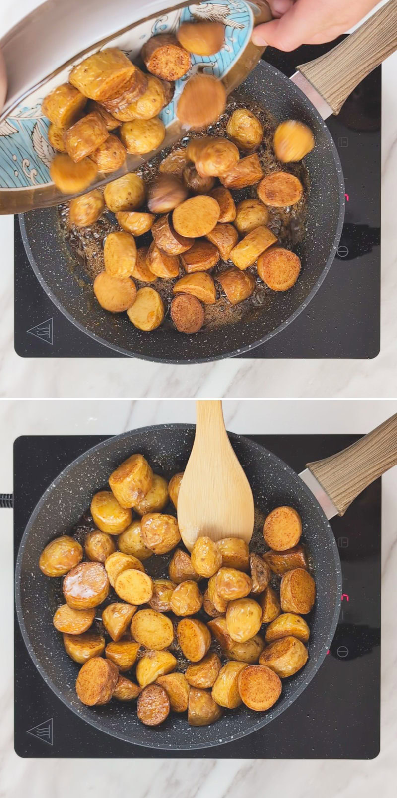 Daigaku Jagaimo step 6 Toss the potatoes in the marinade
