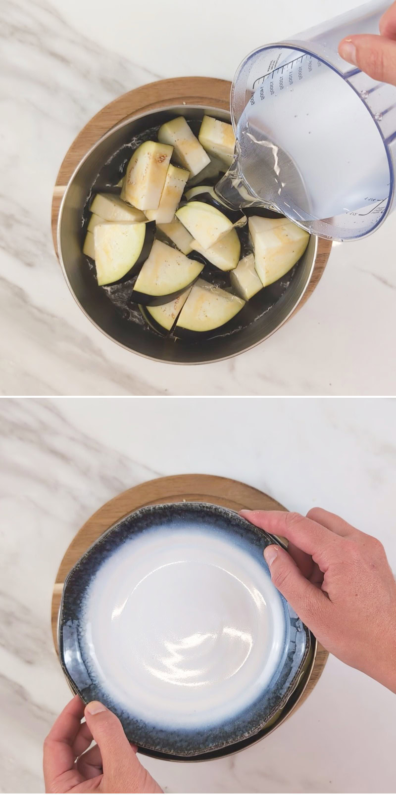 Melanzane fritte - Passaggio 3: mettere le melanzane in ammollo