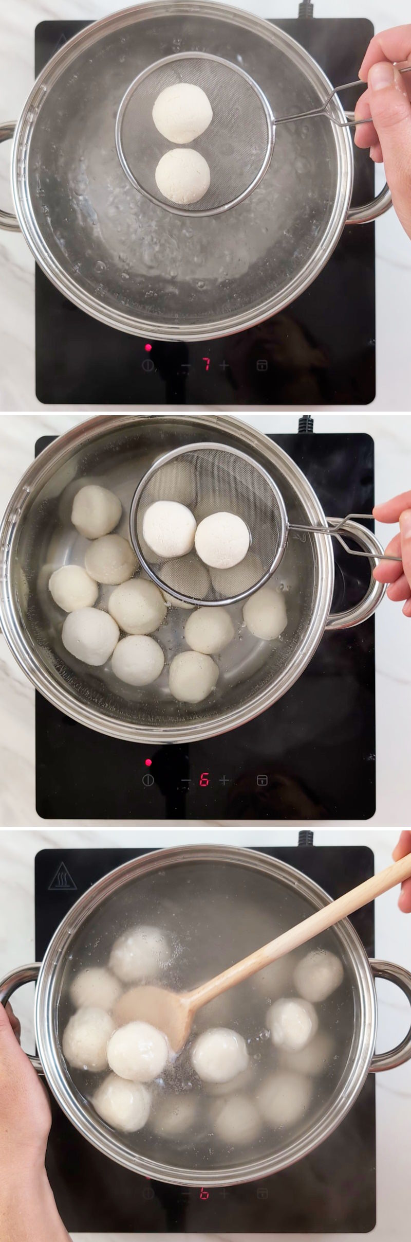 Dango di tofu - Passaggio 6: Cottura delle palline di riso