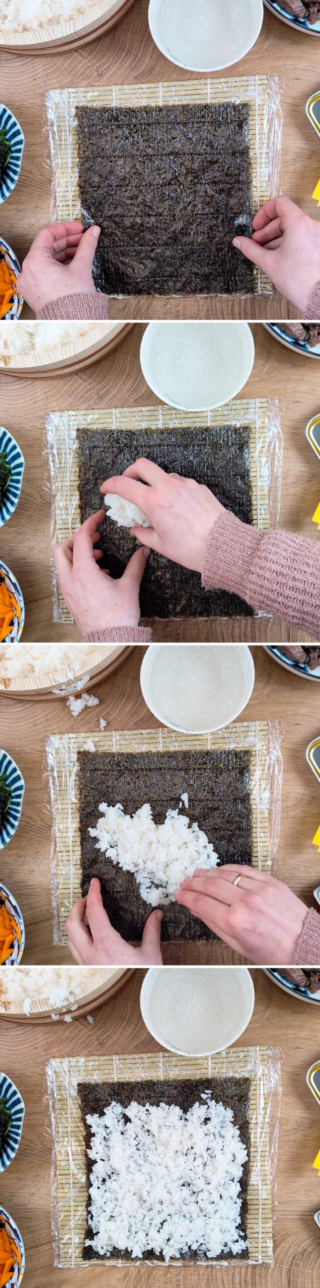 Gimbap Passaggio 13 Distribuire il riso