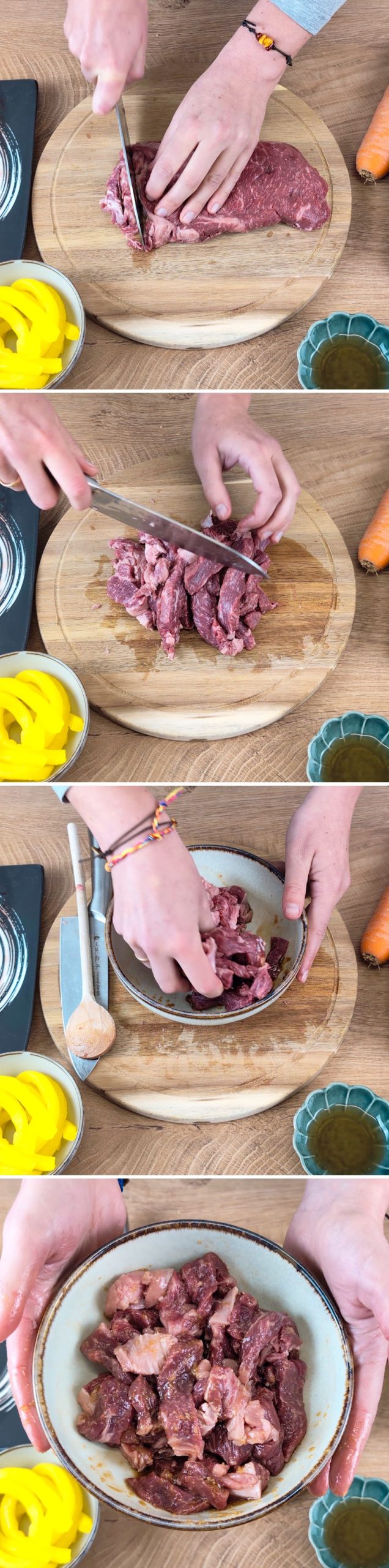 Bibimbap Passaggio 5 Marinare la carne di manzo