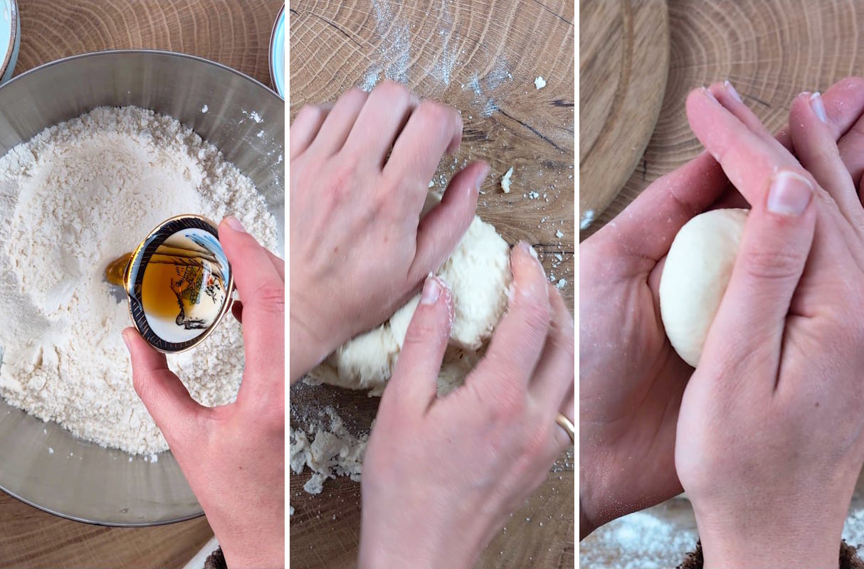Preparing the nikuman dough
