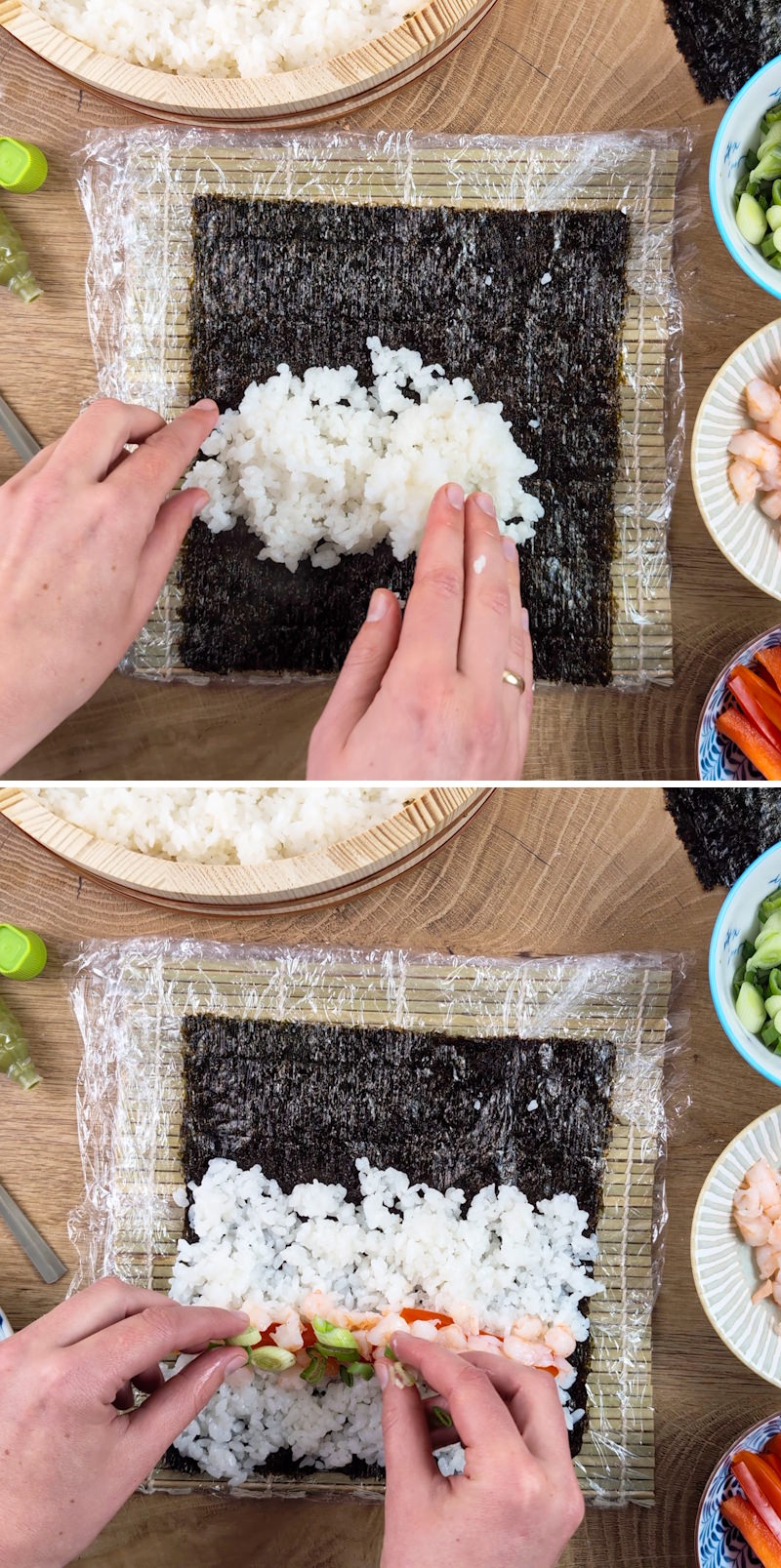 Tempura Sushi - Passo 7: farcire l’involtino