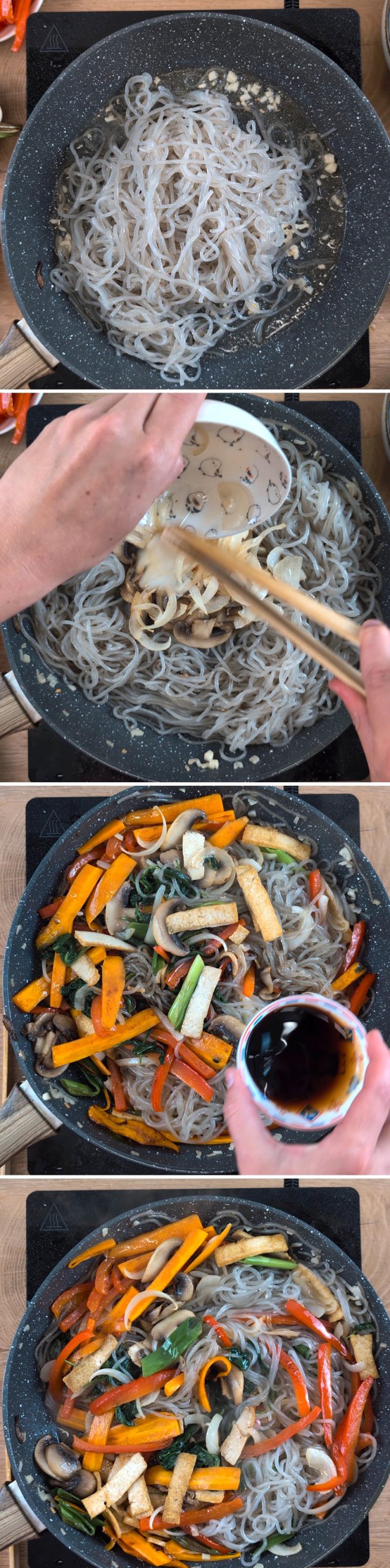 Japchae Passaggio 7: mescolare e condire