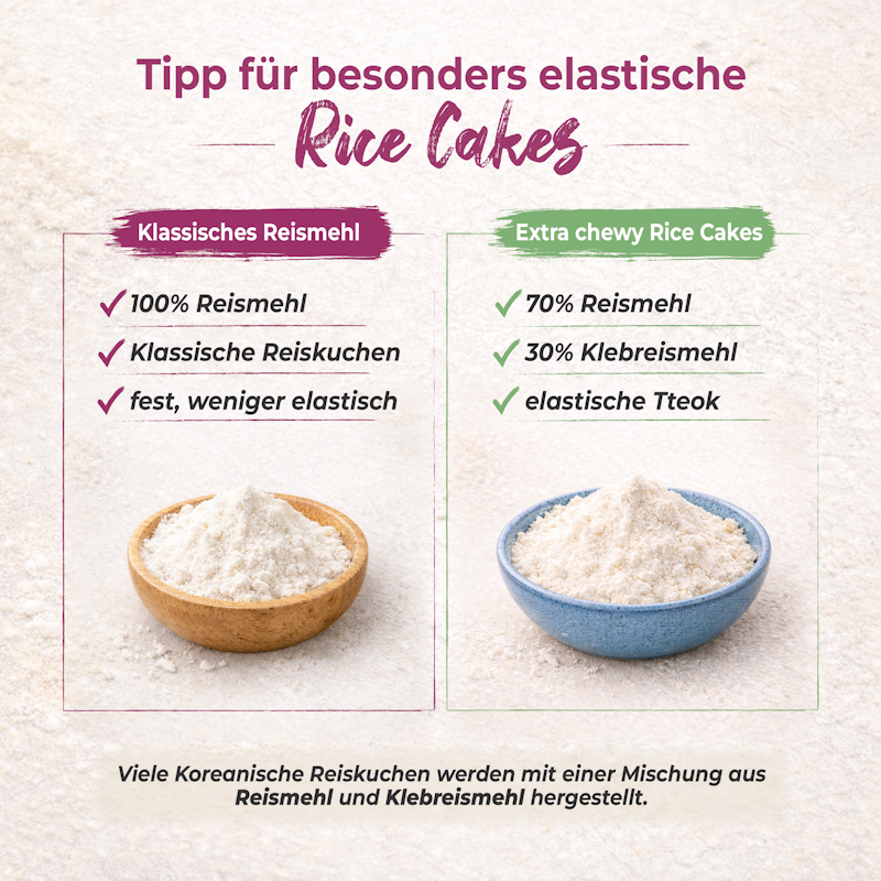 Reismehl Vergleich für chewy Rice Cake