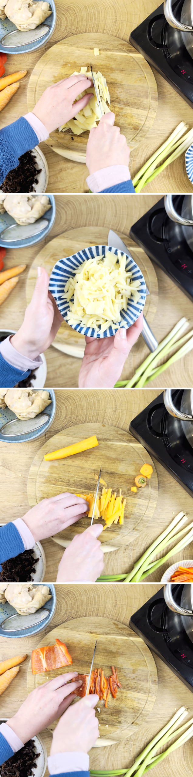 Zuppa di Pechino - Passaggio 5: tagliare le verdure a listarelle