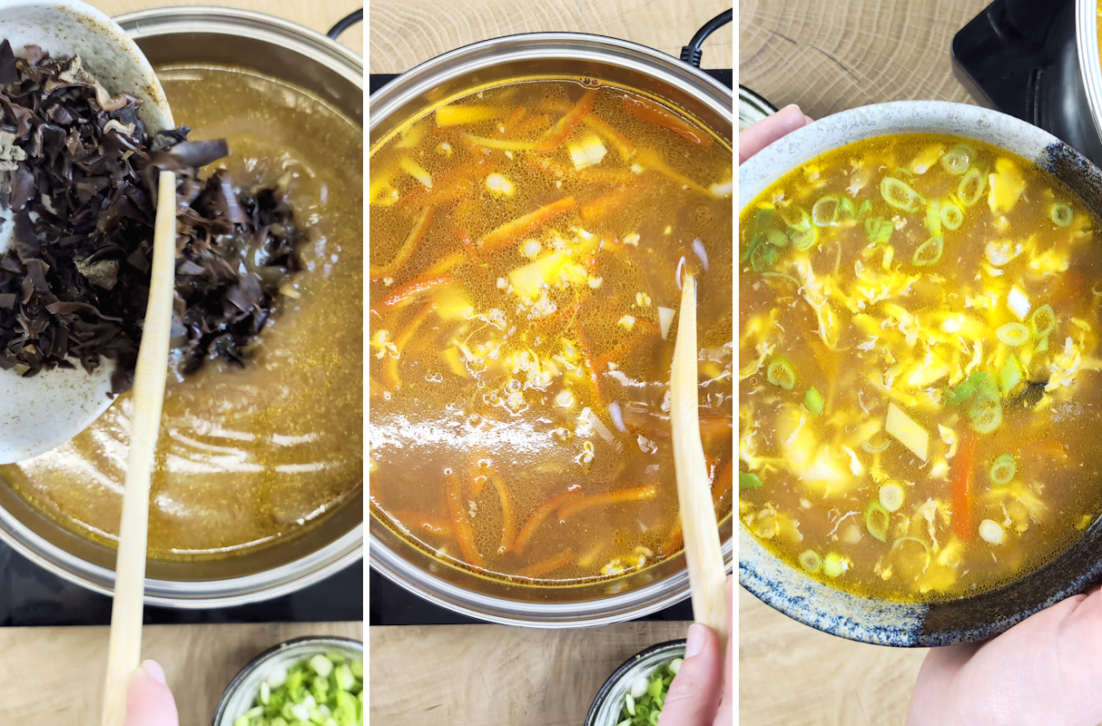 Ricetta della zuppa di Pechino passaggio dopo passaggio