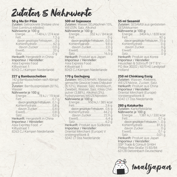 Pekingssuppe Kochbox Zutaten und Nährwerte