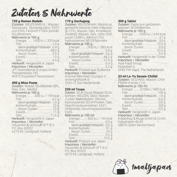 Tantanmen Kochbox Zutaten und Nährwerte komp