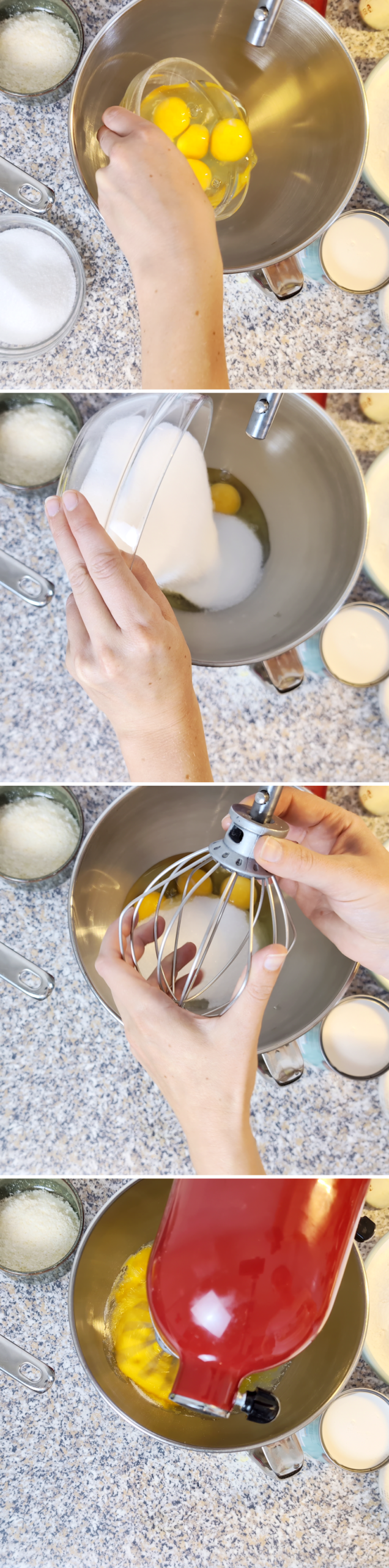 Mochi al burro - Passaggio 4: mescolare lo zucchero con le uova