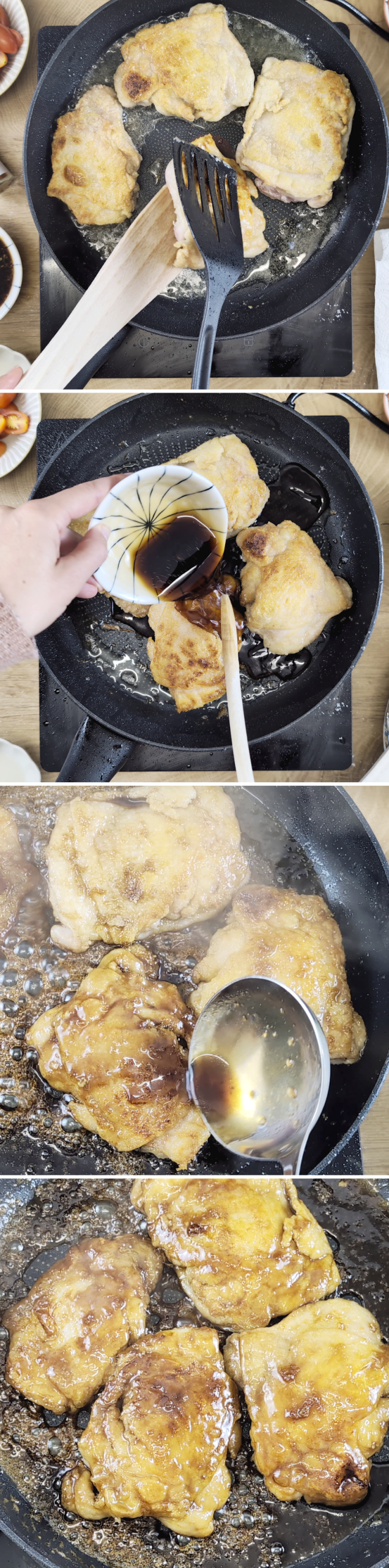 Chicken Teriyaki Schritt 7 Hähnchen mit Teriyaki Sauce glasieren